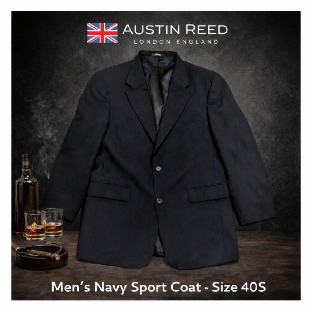 Austin Reed London Navy Sport Coat Blazer Men's 40S Dillard’s Tailored Fit